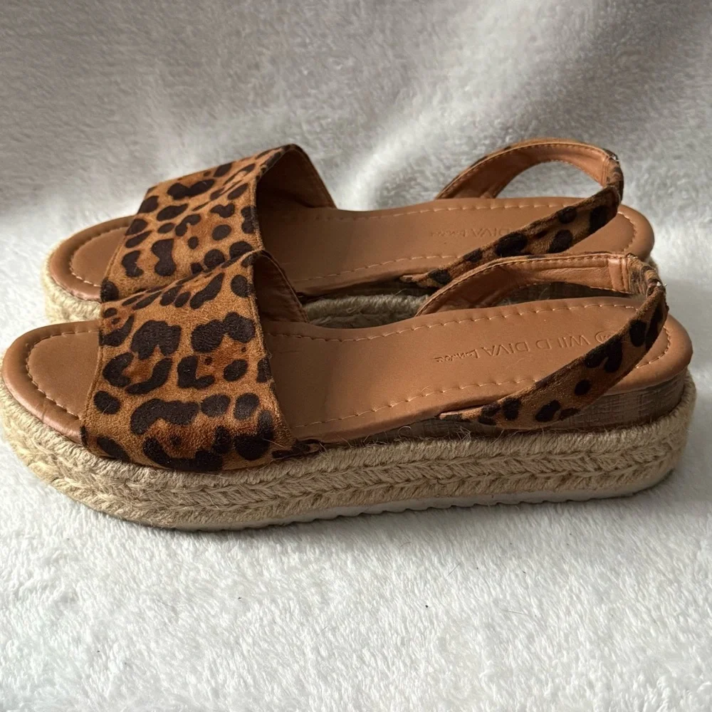 Leopard Print Espadrille Sandals Wild Diva Lounge Size‎ 9 Wedge Women’s